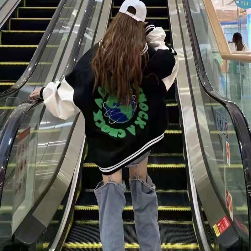 Áo Khoác Bóng Chày Dáng Rộng Phong Cách Mỹ Thời Trang Mới Cho Cặp Đôi