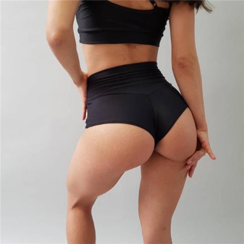 Quần short lưng cao màu trơn có size lớn cho nữ