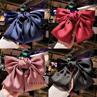 Dây buộc tóc - kẹp tóc phối nơ bản to cỡ lớn vải satin thời trang Hàn Quốc