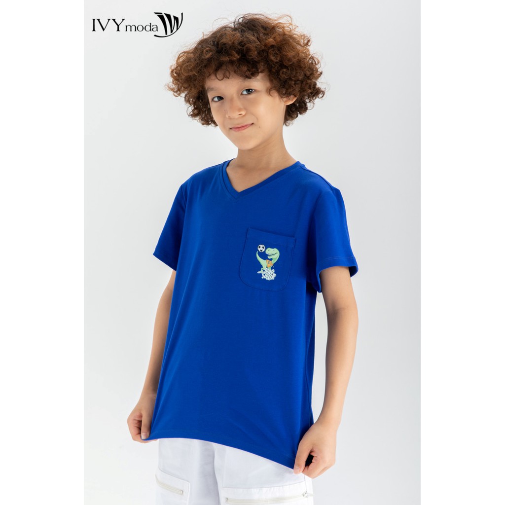 Áo thun bé trai túi khủng long IVY moda MS 57K1353