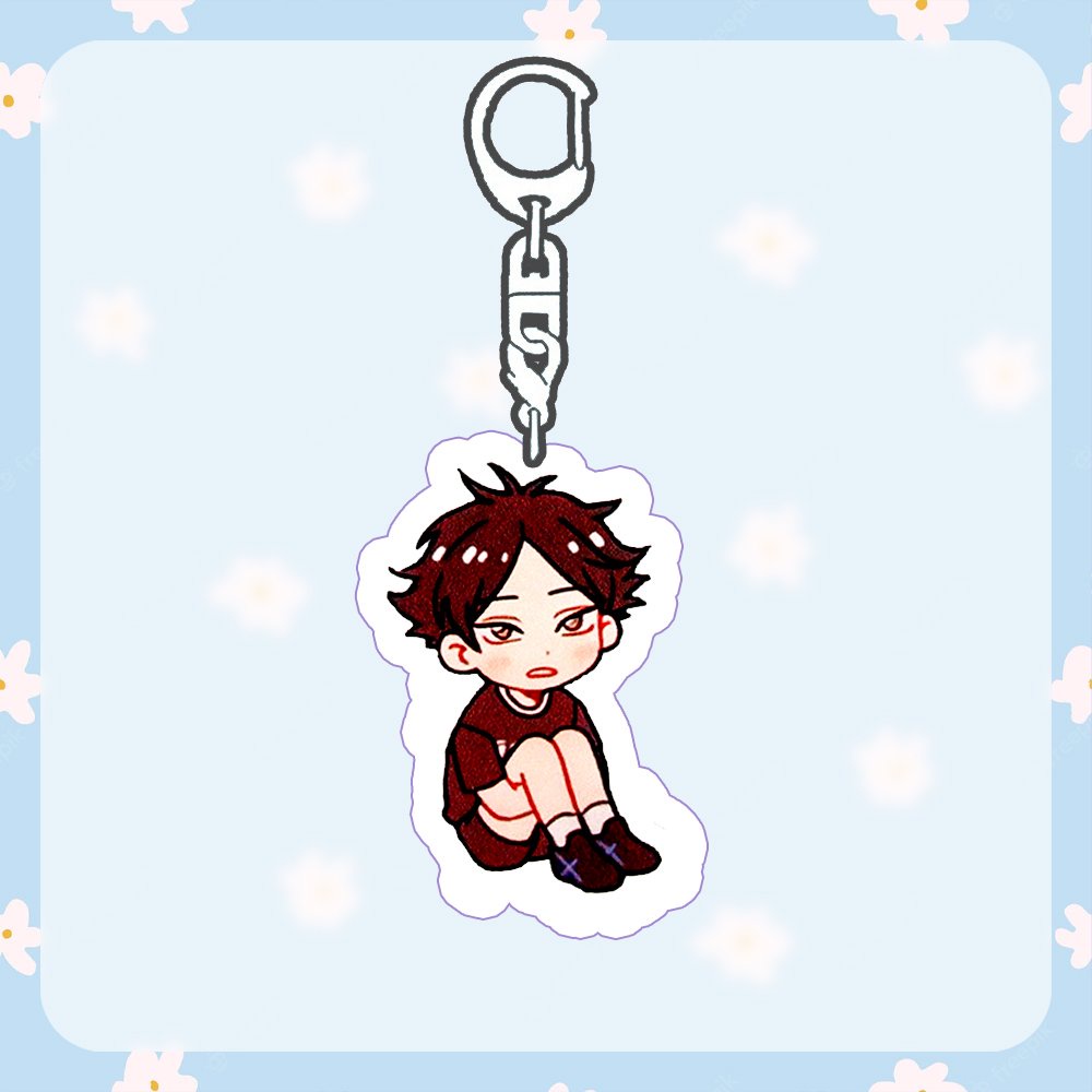 ( Mica trong acrylic ) Móc khóa Haikyuu!! Vua bóng chuyền ver ngồi nghỉ ngơi anime chibi xinh xắn