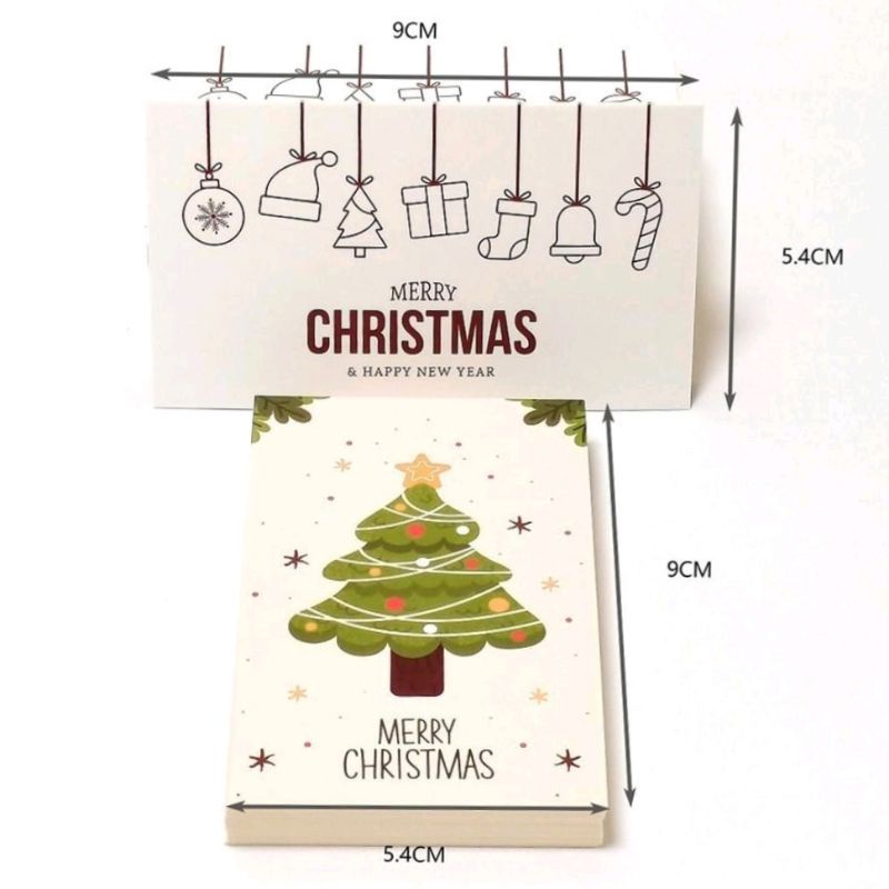 Set 5 tấm bưu thiếp Giáng Sinh nhỏ - Thiệp, tag treo cây thông Noel