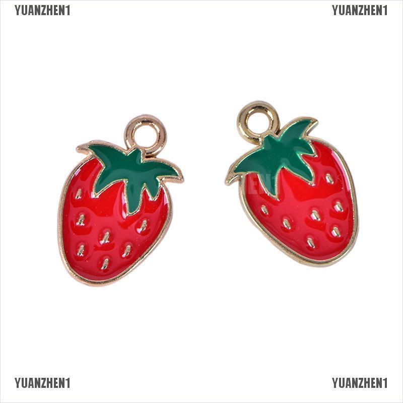 1 [Yuanzhen] Set 10 Mặt Dây Chuyền Hình Trái Cherry Bằng Hợp Kim Tráng Men Thủ Công DIY