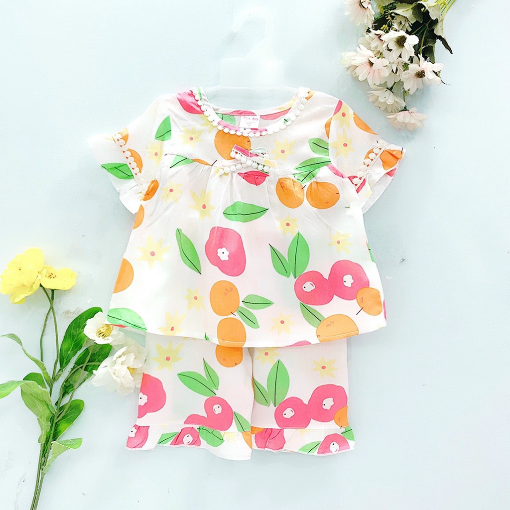 Bộ TOLE, LANH TAY NGẮN QUẦN DÀI BÉ GÁI - chất vải tole, lanh 2 da mềm , mịn không co rút [Hàng đẹp