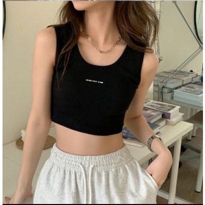 Áo Croptop Thể Thao Hai Dây Bằng Vải Cotton Mỏng Có 3 Màu Tùy Chọn Phong Cách Hàn Quốc Dễ Phối Đồ