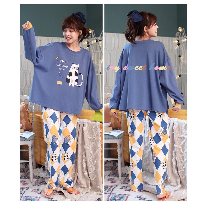 Đồ Bộ Nữ Mặc Nhà Chất Liệu Vải Thun Cotton 100% ♥️ Hoodie Nữ Dễ Thương ♥️IVY621