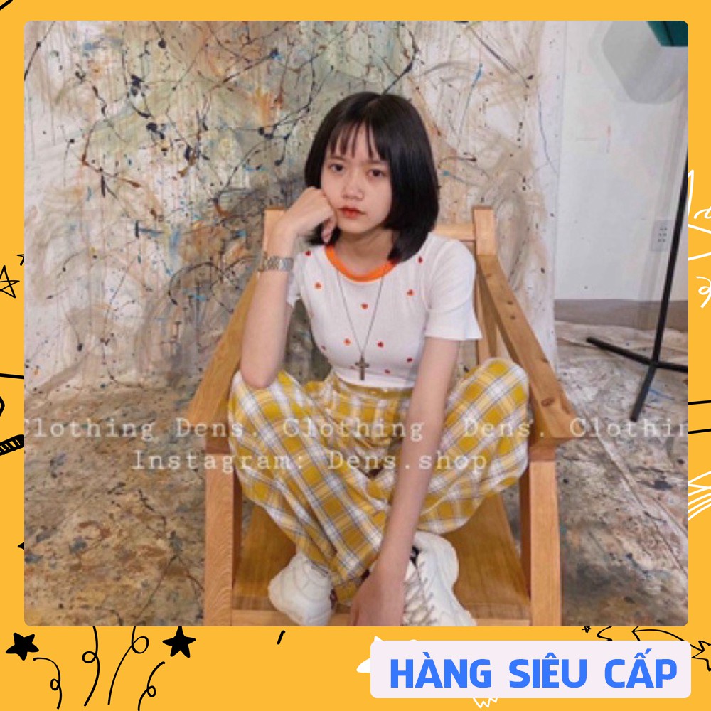 Quần kẻ caro ống rộng ullzang kéo dài chân siêu hottt [S15]
