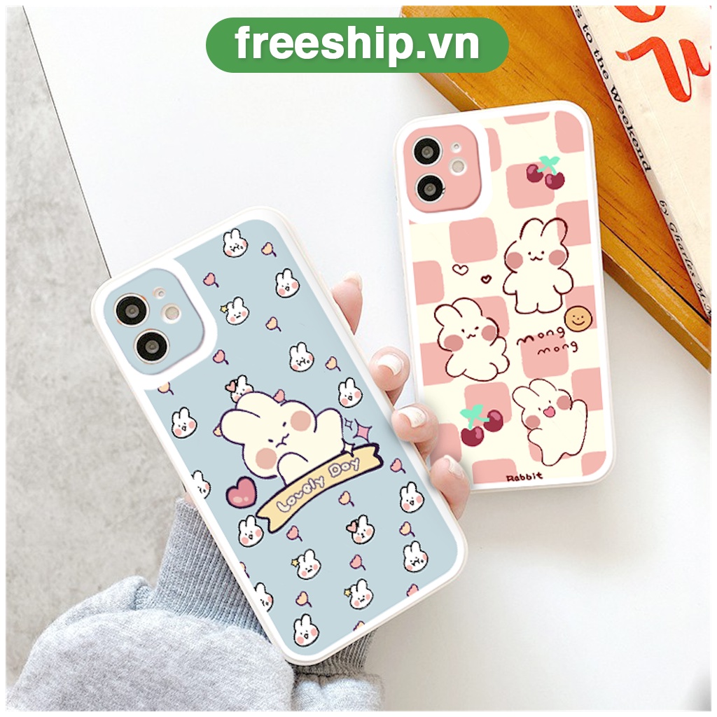 [ TẤT CẢ DÒNG MÁY ] ỐP LƯNG IPHONE RABBIT CUTE - Ốp IPHONE thỏ trắng BẢO VỆ CAM VUÔNG CẠNH