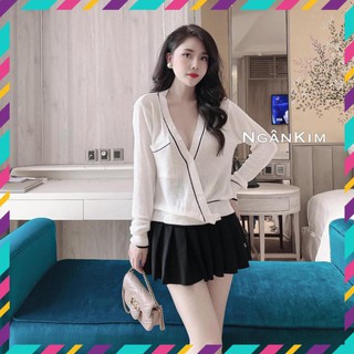 SET ÁO LEN GIẤY VIỀN MÍ MIX CHÂN VÁY XẾP LY [KÈM ẢNH THẬT]