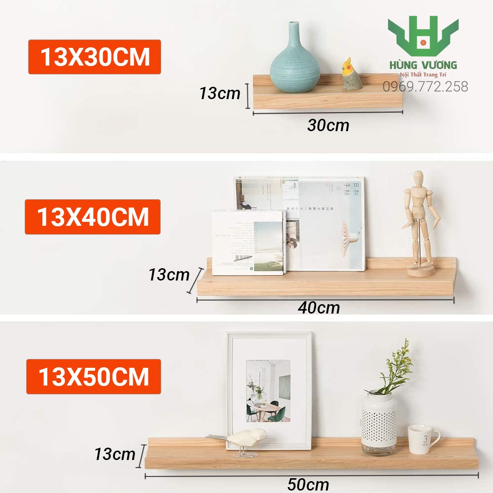 Kệ decor trang trí tường, kệ để tranh, sách, tạp trí - Gỗ thông tự nhiên