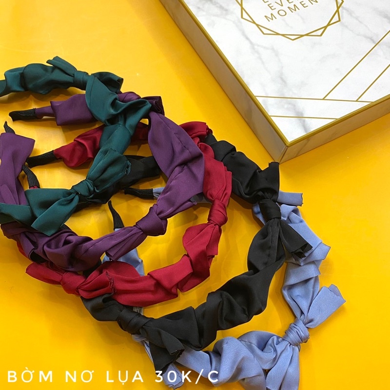 Bờm tóc chất lụa nơ cao cấp
