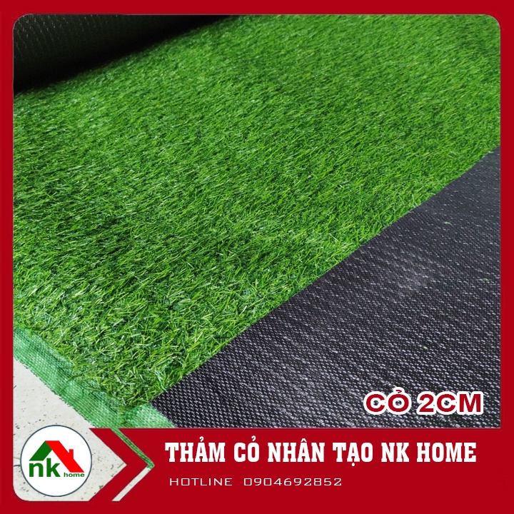 Thảm cỏ nhân tạo sợi cao 2cm - Hàng loại 1 đế không bụi đen
