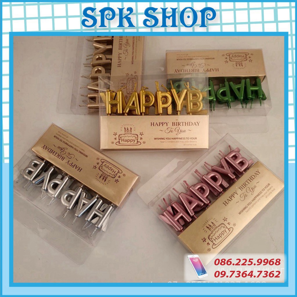 [FREESHIP❤️] Bộ nến chữ Happy Birthday- Trang trí bánh sinh nhât bánh kem - SPK Shop