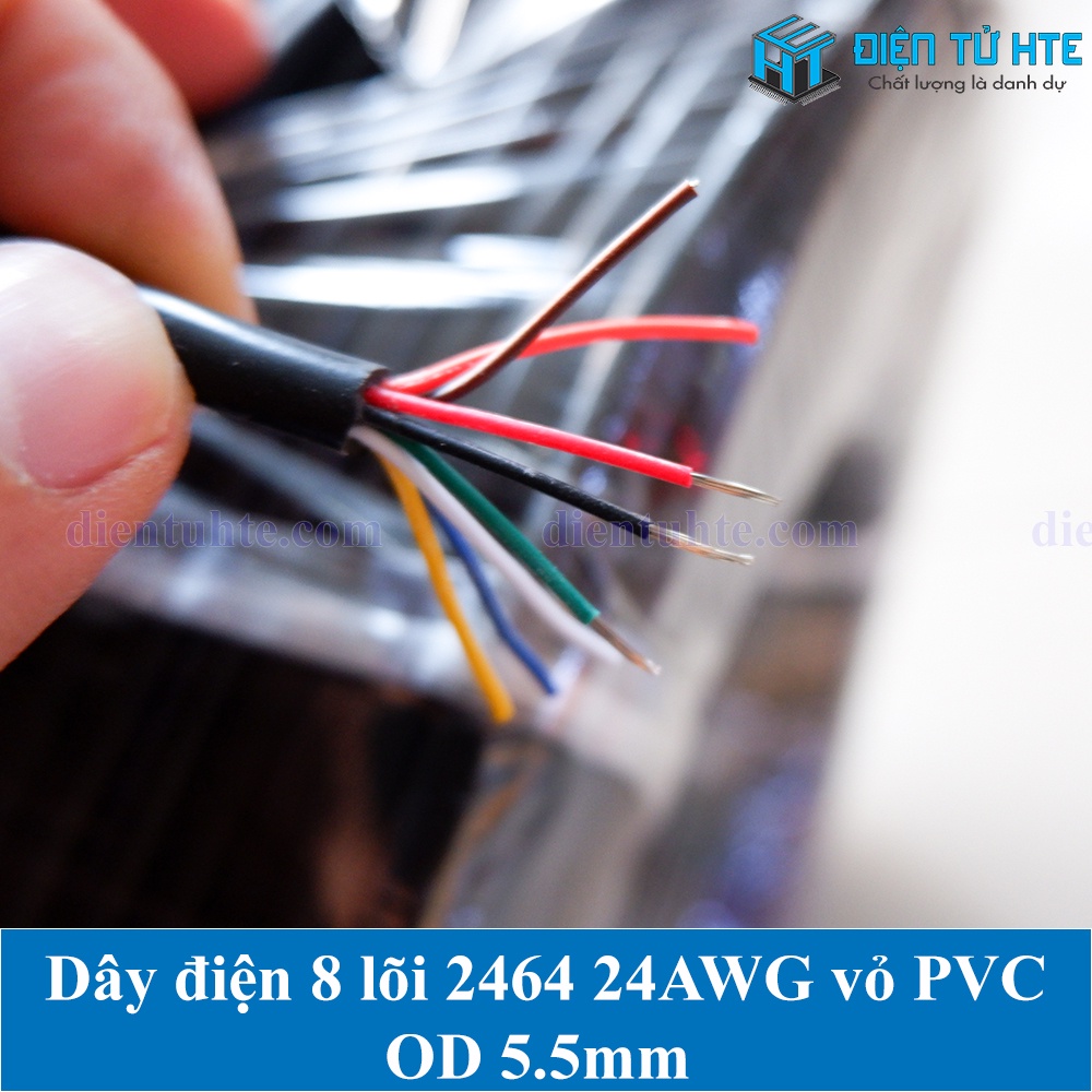 5 mét Dây cáp tín hiệu 8 lõi 2464 24AWG 0.2mm2 vỏ PVC 80 độ C