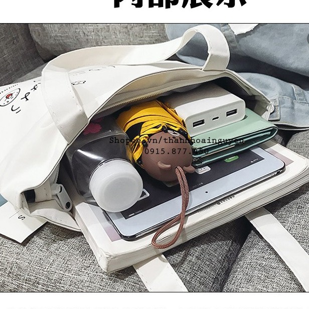 Túi vải tote icon dâu tây