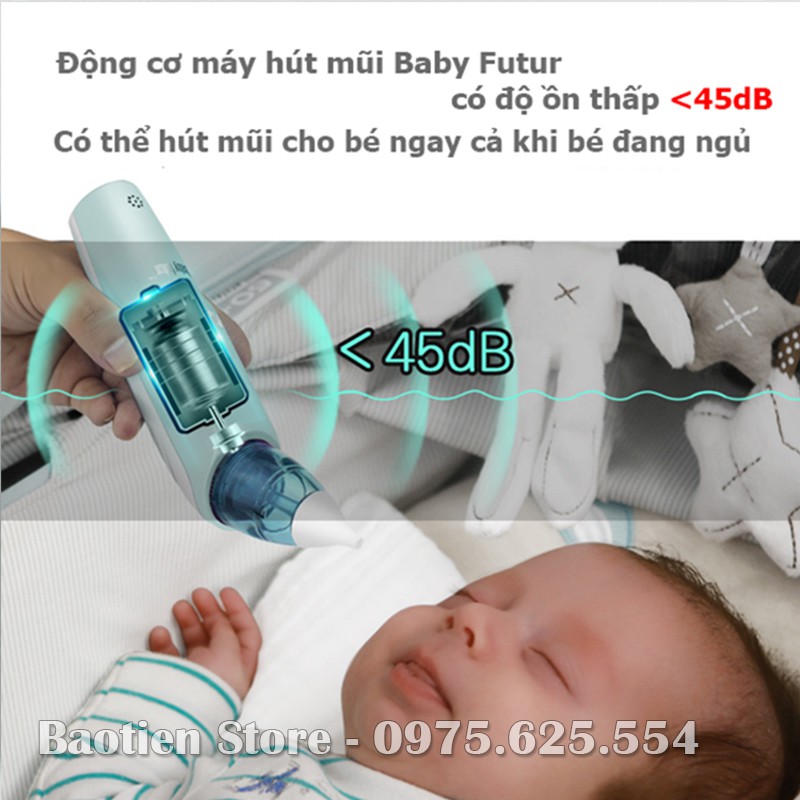 [HÀNG CÓ SẴN] Máy hút mũi điện tử cho bé BABY FUTUR, lực hút mạnh, máy có phát nhạc vui nhộn MHM03