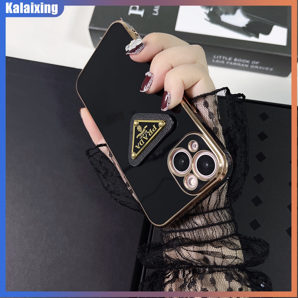 PRADA Ốp Điện Thoại Mềm Hình Tam Giác 3D Cho iPhone 14 Pro Max 13Pro 12 11 Pro Max X Xr Xs Max 7Plus 8Plus 6Plus