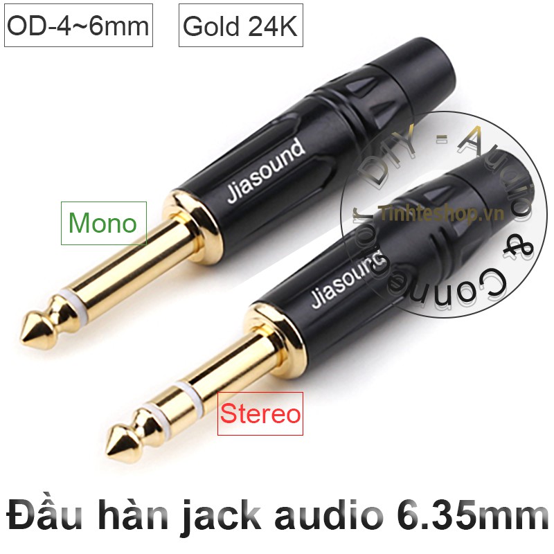 Đầu hàn cổng cắm audio 6.35mm 6.5mm cho Microphone Loa Amplifier Mono/Stereo gold 24K 814BG/815BG (1 chiếc)