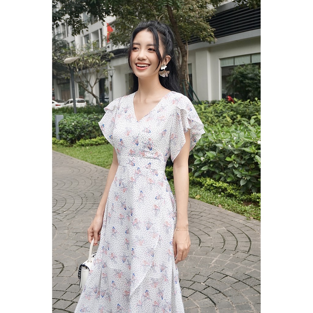 Đầm ôm vạt chồng tay xòe 20 AGAIN DOW1068 | BigBuy360 - bigbuy360.vn