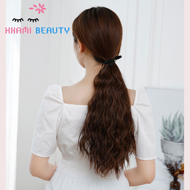Tóc giả buộc dập xù mì, tóc giả cột sóng 40cm, sợi tơ cao cấp