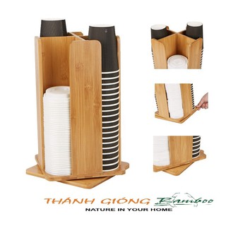 Kệ đa năng để chai lọ gia vị xoay tròn bằng tre tự nhiên