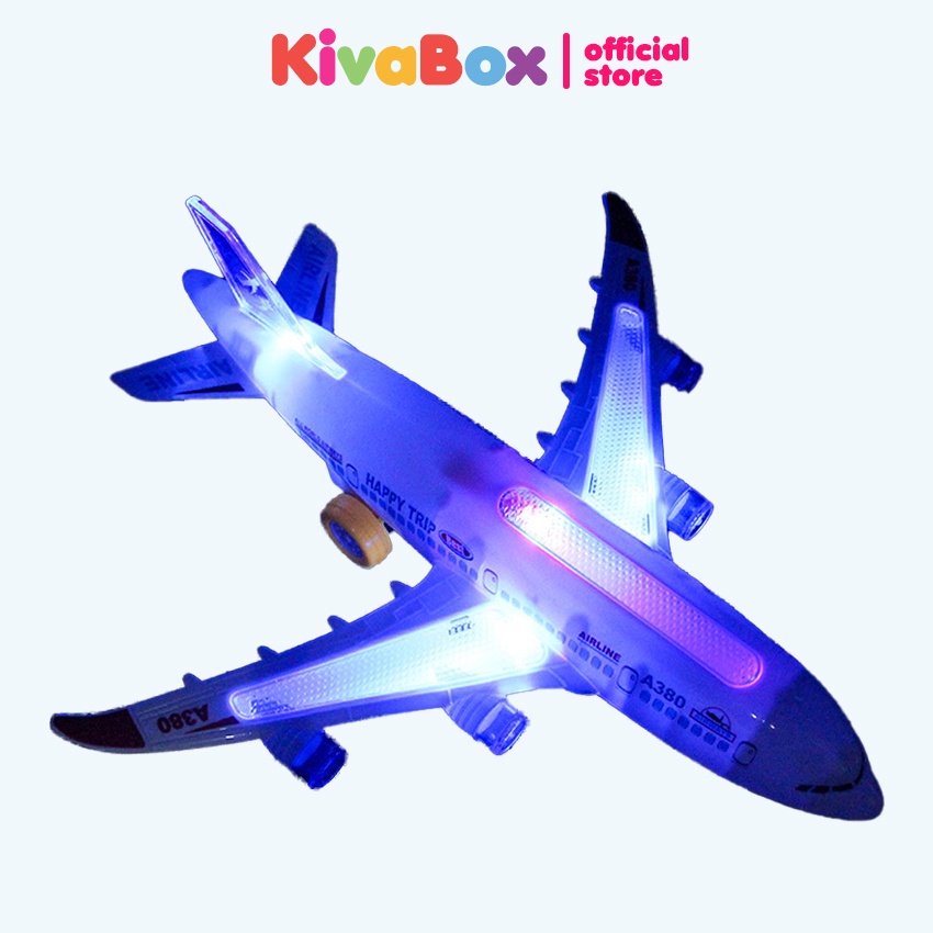 Máy bay đồ chơi mô hình Kivabox, mô hình máy bay A380, có đèn led, âm thanh mô phỏng thực tế