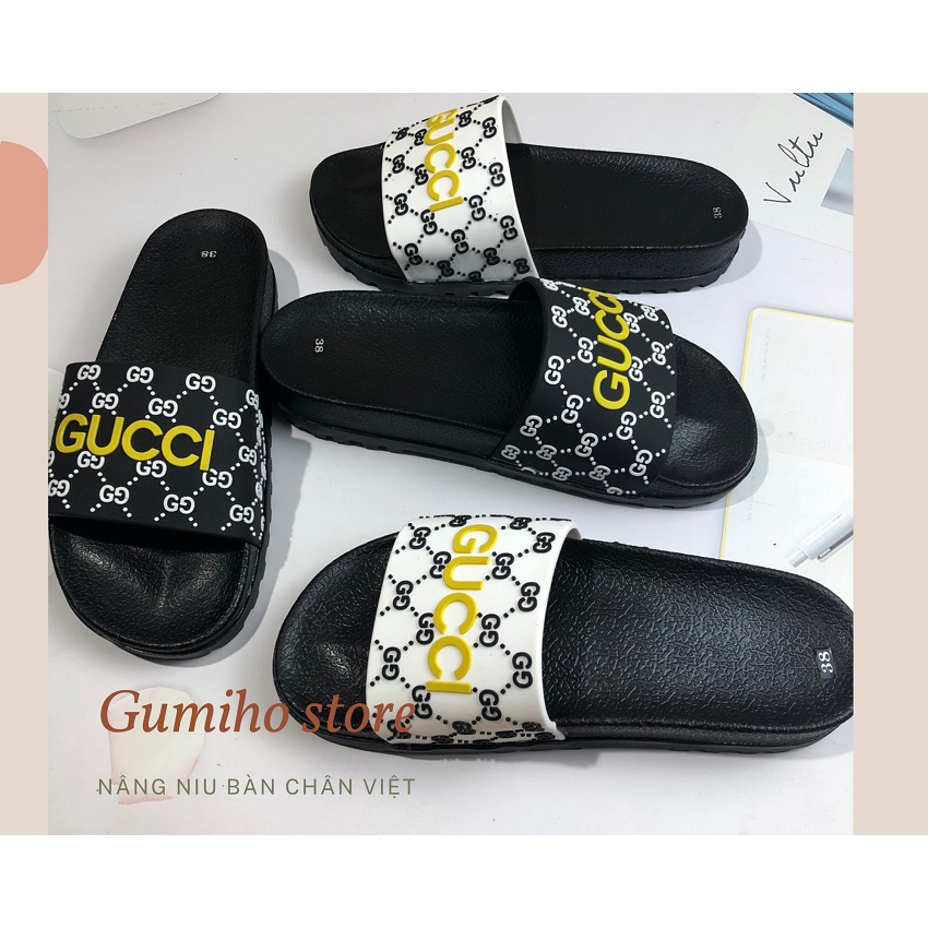 HOT- ⚡HÀNG SIÊU CẤP⚡  Dép quai ngang, dép lê thời trang GUCI đế cao su đúc họa tiết Sịn Xò phong cách STYLE 2021