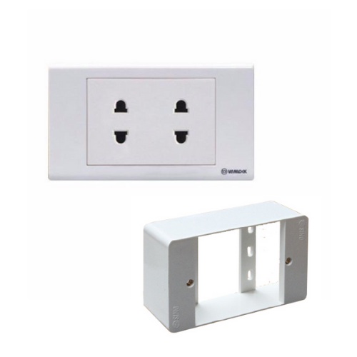 Ổ Cắm Âm Tường 3 Ổ Cắm Công Tắc S18 Sino tặng kèm đế nổi