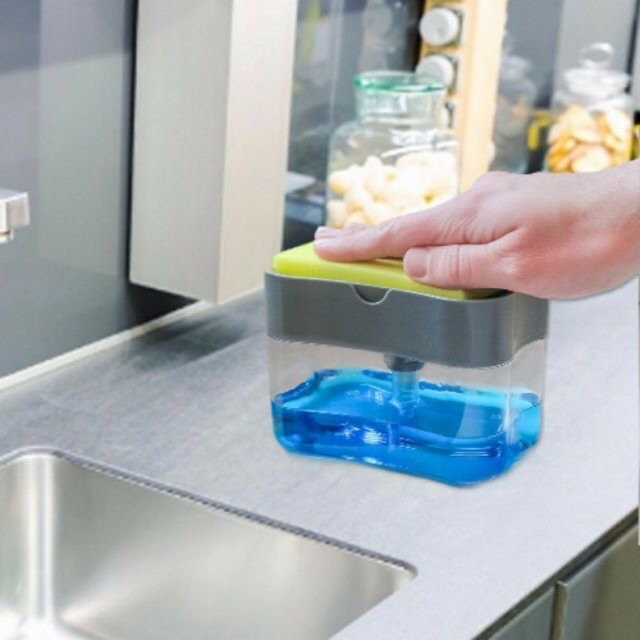 Hộp lấy nước rửa bát kèm miếng rửa bát tạo bọt