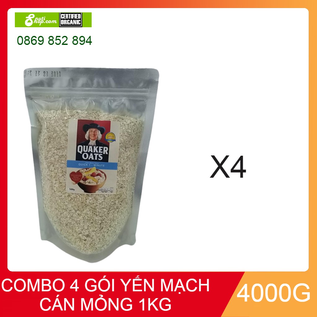 Combo 4kg yến mạch Quaker Oats