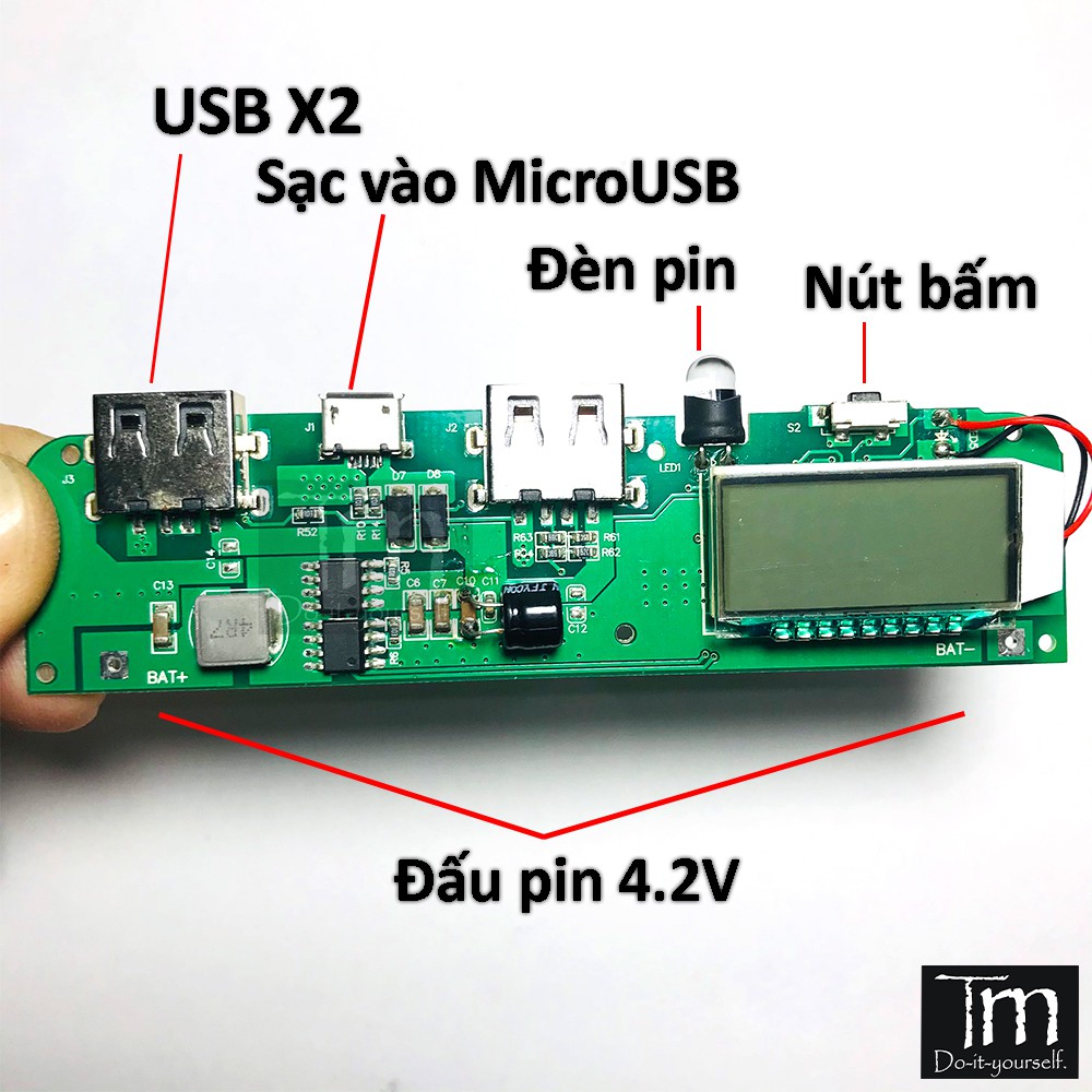 Mạch Sạc Dự Phòng 2A Hiển Thị LCD Mới