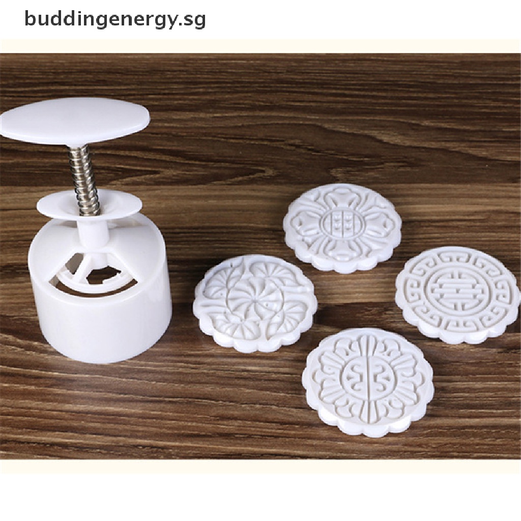 Set 4 Khuôn Làm Bánh Trung Thu Hình Tròn Thiết Kế Độc Đáo Tiện Dụng {buddingenergy.sg}