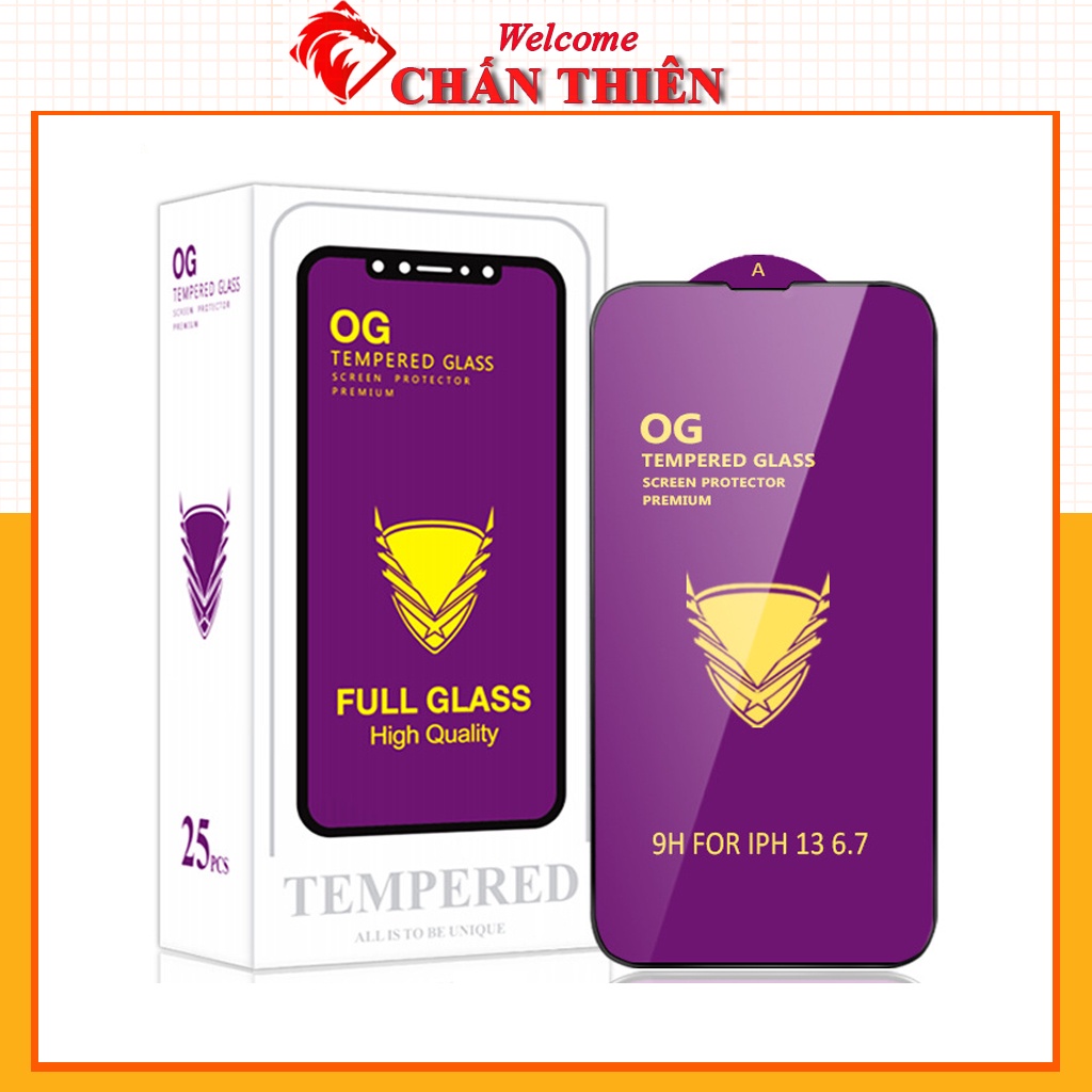 [Xả hàng] Kính Cường Lực Iphone OG Tím 11 Promax 12 Promax  6 6s Plus 7 8 Plus 13 Pro max Full màn hình kính-[OGT]