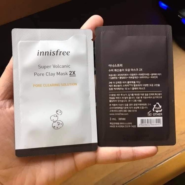 (NEW) Sample Mặt nạ đất sét Innisfree Super Volcanic Pore Clay Mask 2X mẫu mới 2019 1ml | BigBuy360 - bigbuy360.vn