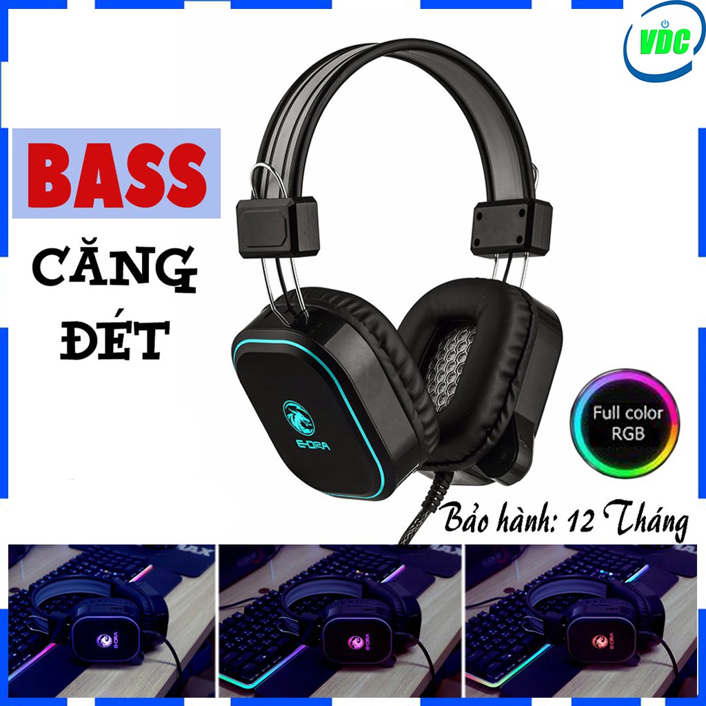 Tai nghe chuyên game E-DRA EH401 - Giá siêu rẻ, siêu chất lượng - Đèn led RGB - Cổng 3.5 - Dùng được cho điện thoại