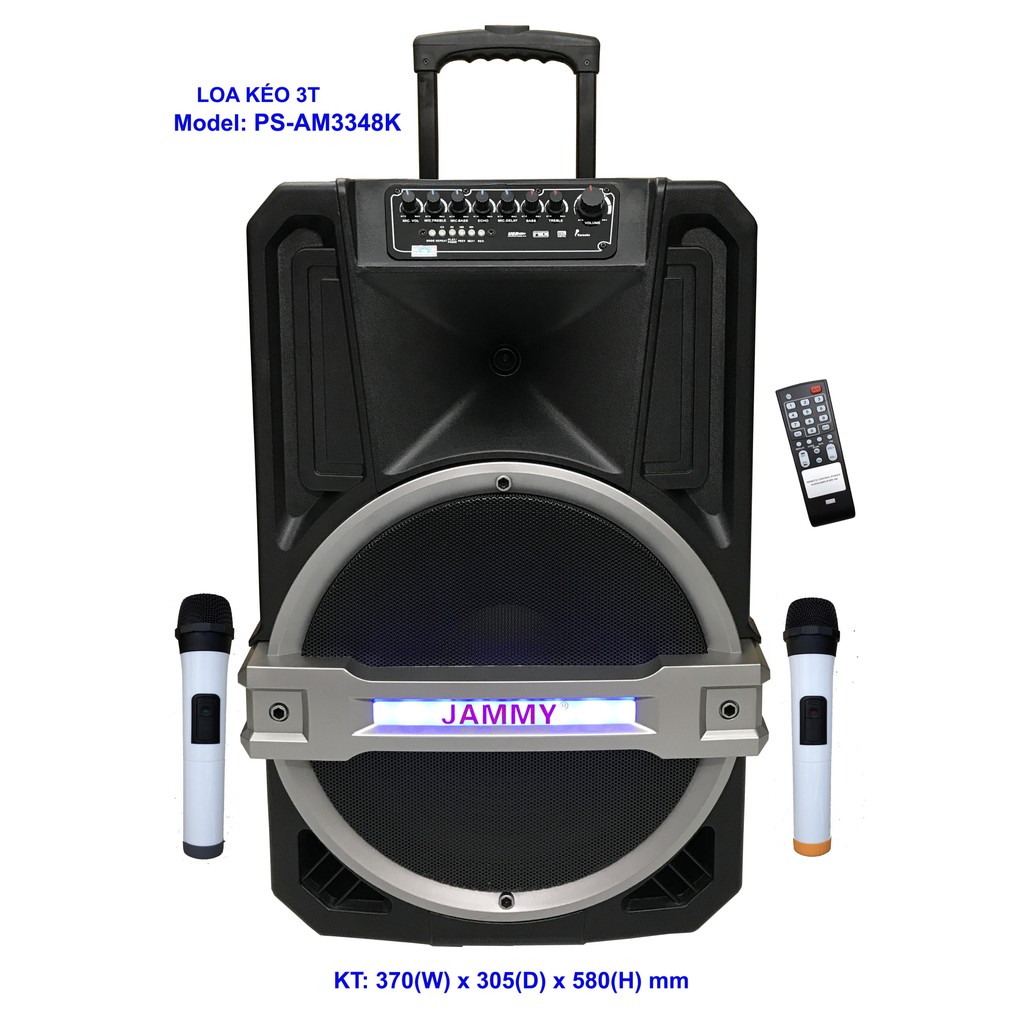 Loa kéo di động, loa kéo bluetooth, loa kéo karaoke Jammy PS-AM3348K, loa nhựa bass 3 tấc