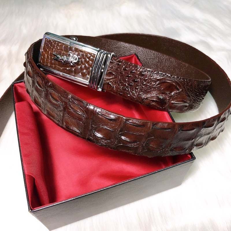 Thắt lưng nam da cá sấu thật 100%, 3.5 cm, dây nối