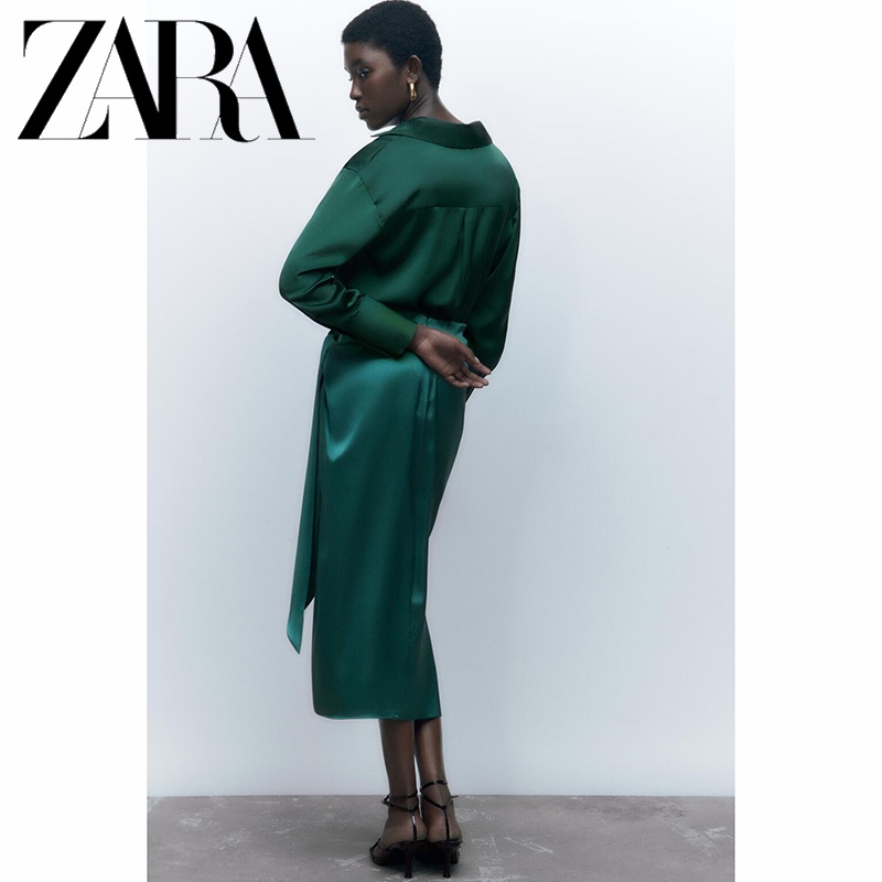 Zara Áo Sơ Mi satin Thời Trang Mùa Thu Dành Cho Nữ