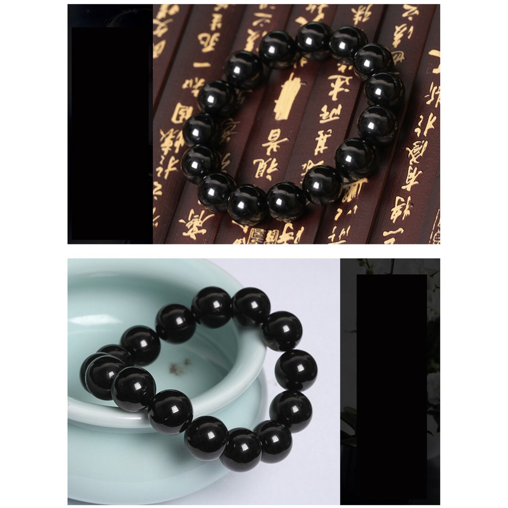 Chuỗi Vòng Tay Nhựa Màu Đen Phong Thuỷ Sáng Bóng Mainia Shop