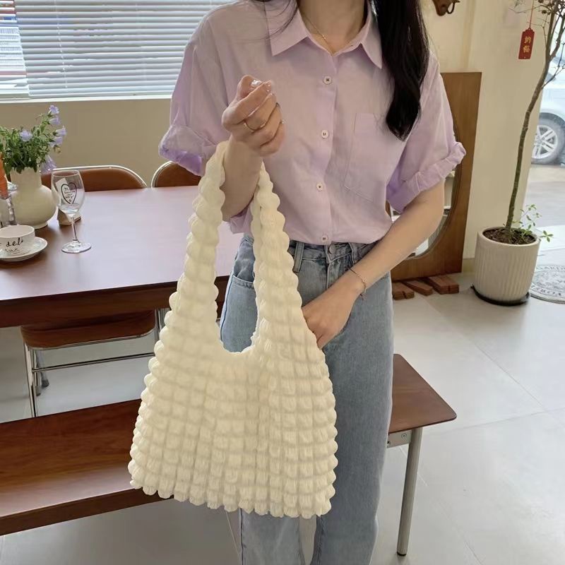 Túi Xách Đeo Vai Hình Đám Mây Xếp Ly Phong Cách Hàn Quốc