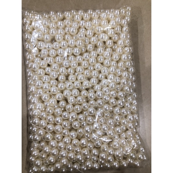 1kg hạt trai nhựa 14mm trắng kem xinh xinh