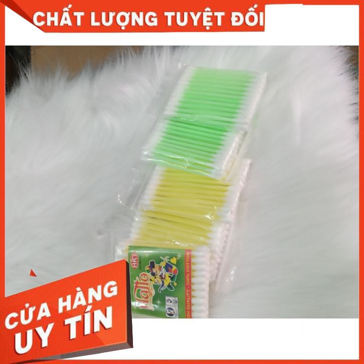 Bông tăm Hallo  đa công dụng ,tiện lợi , nhỏ gọn nhựa mềm trơn láng ,Sợi bông tự nhiên mềm mịn bông tự nhên