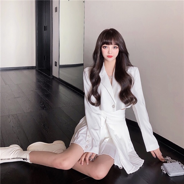 Set Áo Vest Croptop Kèm Váy Bó Eo Tôn Dáng‼️‼️‼️