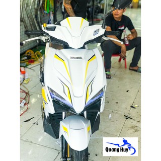 Tem trùm air blade vàng trắng đời 2016-2019, độ team trùm ab dán phủ dàn áo xe vàng trắng rẻ đẹp