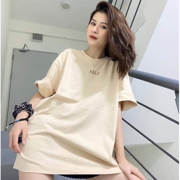 Áo thun ADLV Glossy unisex màu tan cotton cao cấp chống bông tróc, áo thun form rộng kiểu dáng oversized