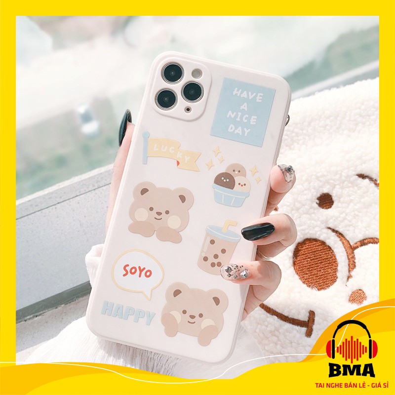 Ốp lưng xiaomi redmi note 10 /note 8/note 9s/note 7/9A/note 8 pro/8/9 mẫu dẻo cạnh vuông Gấu Soyo