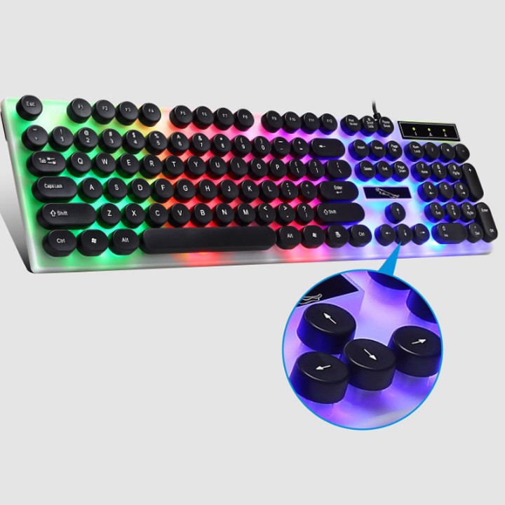 Bàn phím giả cơ nút tròn G21 - 2019 LED chế độ 7 màu siêu đẹp và sang trọng