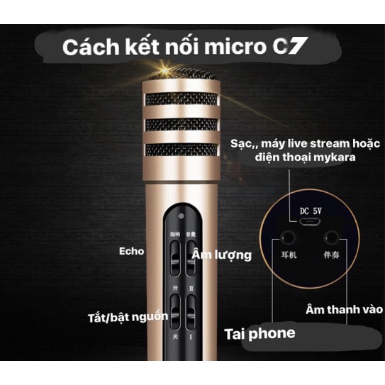 [Mã ELORDER5 giảm 10K đơn 20K] [𝘽𝙖̉𝙣 𝙉𝙖̂𝙣𝙜 𝘾𝙖̂́𝙥 𝟮𝟬𝟮𝟭] Micro karaoke thu âm livestream C7 kèm clip test