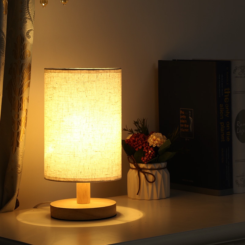 Đèn Ngủ Để Bàn Thân Gỗ - Đèn Trang Trí Phòng Ngủ Phong Cách Vintage