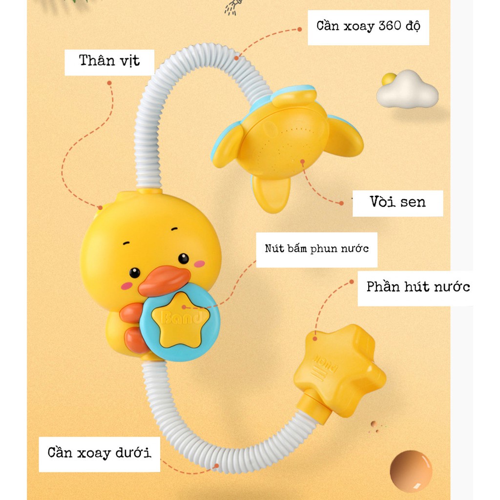 Vòi sen Vịt tự bơm đồ chơi nhà tắm ngộ nghĩnh cho bé